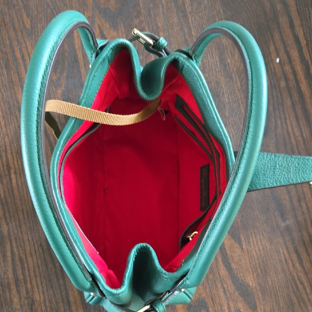 Dooney & Bourke Leaf Green Leather Shoulder Bag with Gold Accents - Picture 4 of 9